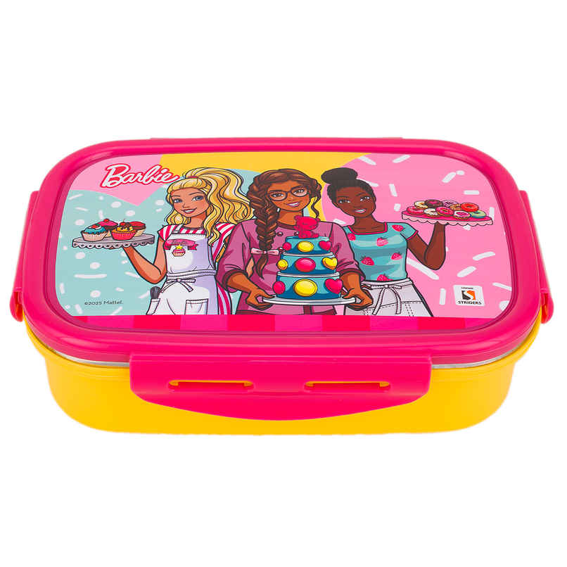 Striders Barbie Single Compartment Lunch Box With Cutlerys Multicolor | 310 ml Striders Barbie Single Compartment Lunch Box With Cutlerys Multicolor | 310 ml