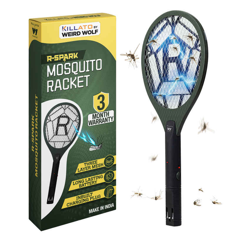Killato Weird Wolf Heavy Duty Rechargeable Electric Mosquito Racket Bat | Dark Green