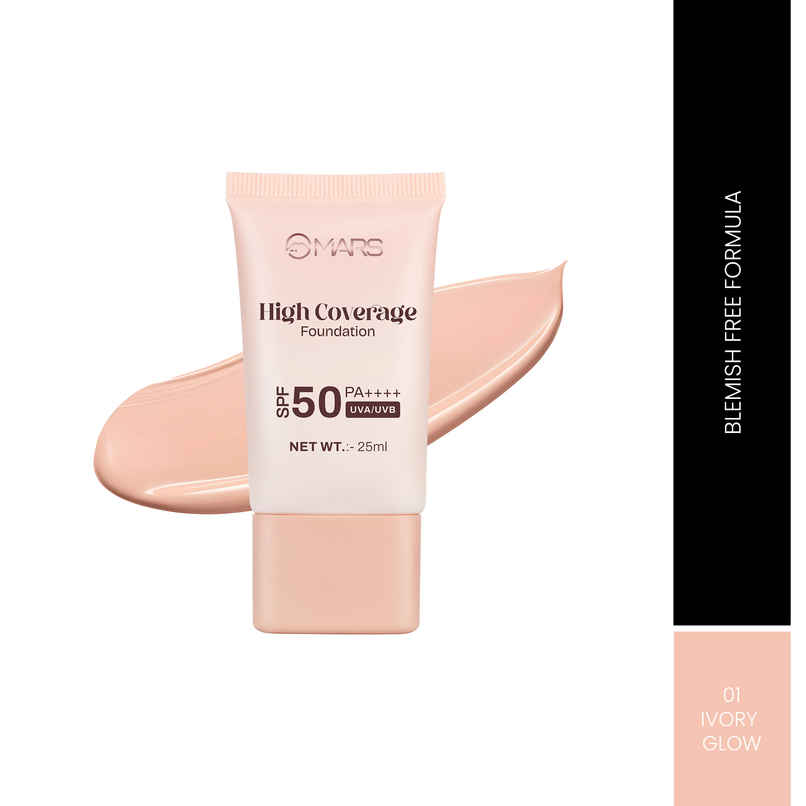 MARS Cosmetics SPF50 PA++++ High Coverage Foundation | 01 IVORY GLOW