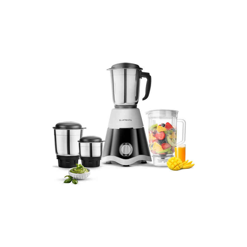 Super Dlx Up to 750W Max Output Juicer Mixer Grinder | 2 Years Warranty | 4 Jars | Black & Grey