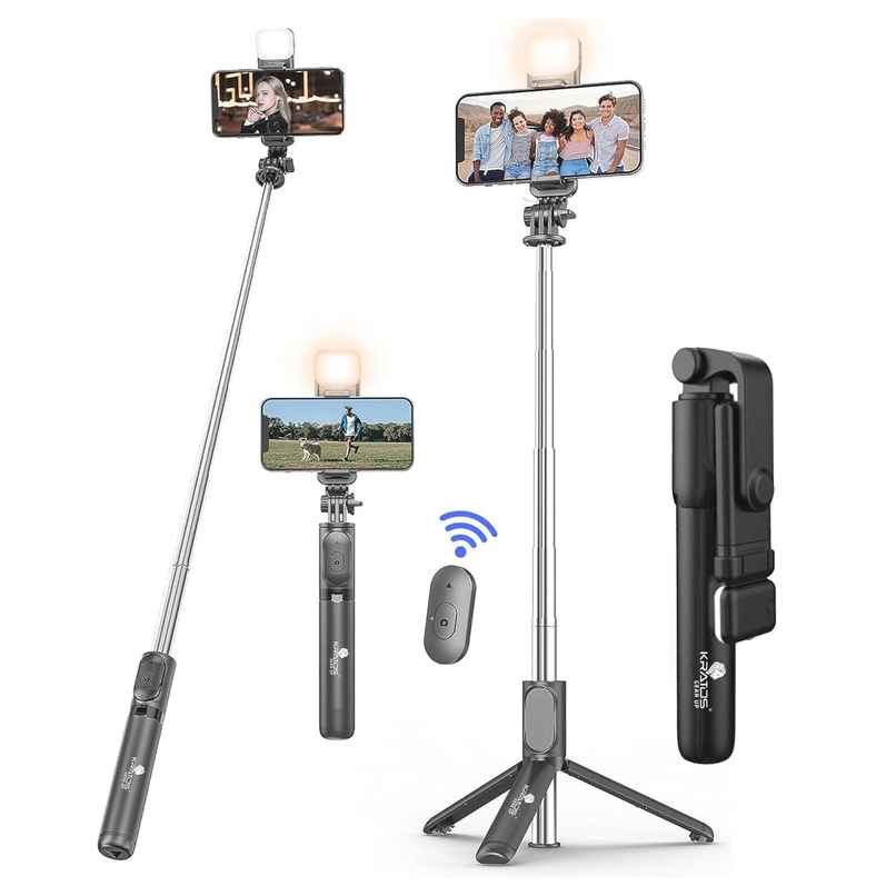 Kratos 2026 Selfie Stick Tripod with LED Light 3 in 1 for Makeup Selfie Vlogging Smartphones Kratos 2026 Selfie Stick Tripod with LED Light 3 in 1 for Makeup Selfie Vlogging Smartphones