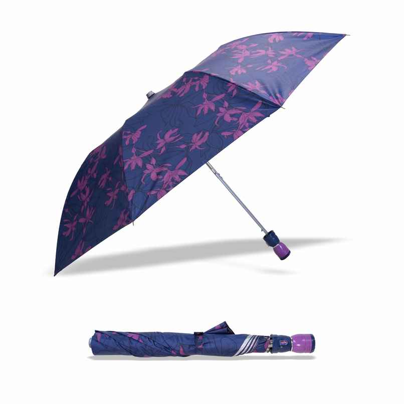 Cello Megha 21 Inch 2 Fold Mix Print Umbrella | Silver Blue Cello Megha 21 Inch 2 Fold Mix Print Umbrella | Silver Blue