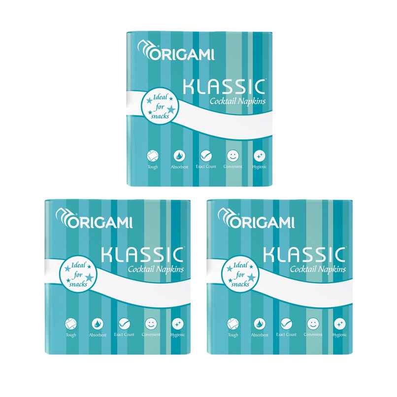 Origami Klassic Cocktail Napkin Tissue Paper, Ideal for Snacks & Parties Pack of 1, 100 Sheets Combo Origami Klassic Cocktail Napkin Tissue Paper, Ideal for Snacks & Parties Pack of 1, 100 Sheets Combo