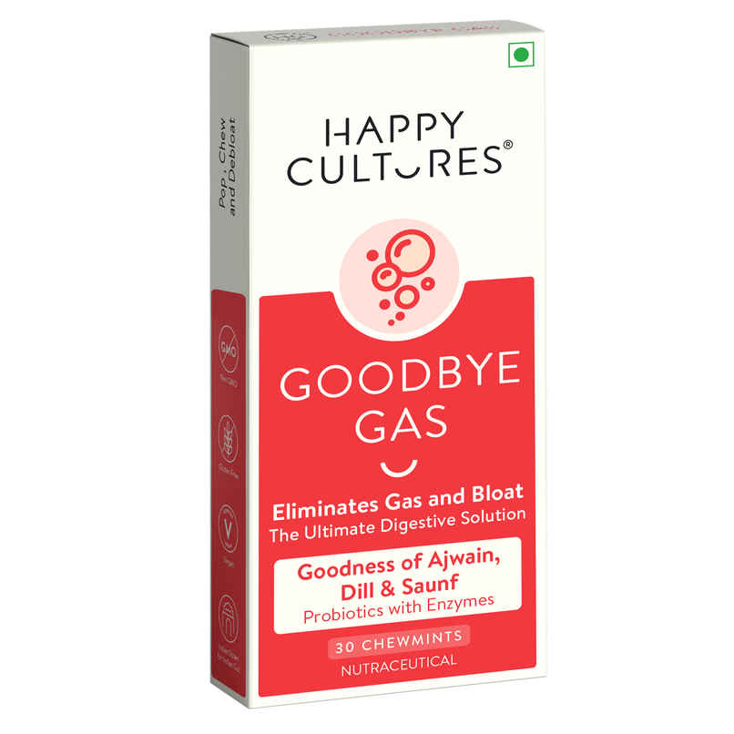 Happy Cultures Goodbye Gas | Digestion, Gas Relief, Bloating Control | Ajwain, Dill & Saunf | 30 Pcs Happy Cultures Goodbye Gas | Digestion, Gas Relief, Bloating Control | Ajwain, Dill & Saunf | 30 Pcs