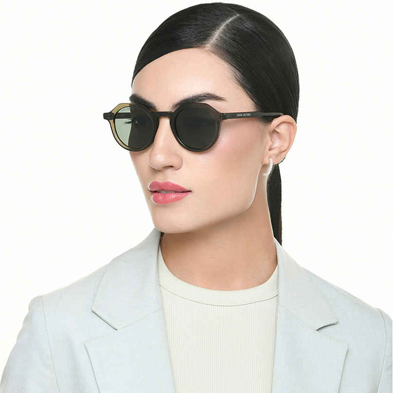 John Jacobs By Lenskart Unisex Acetate Round Sunglasses | Transparent Green