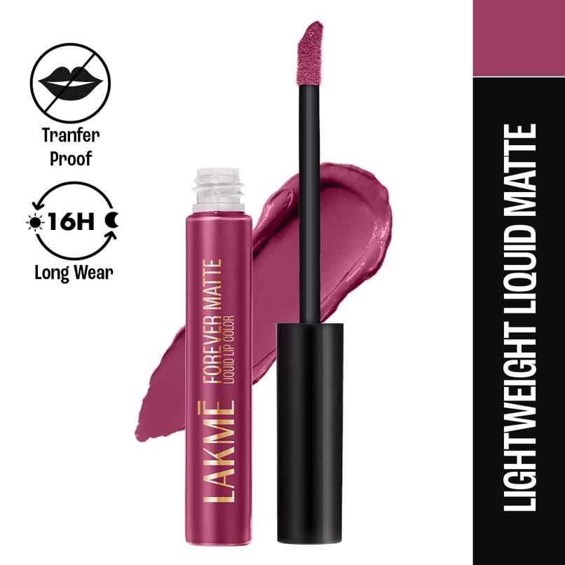 Lakme Forever Matte Liquid Lip, 16hr Lipstick, Lightweight & transferproof | Fuschia Chic