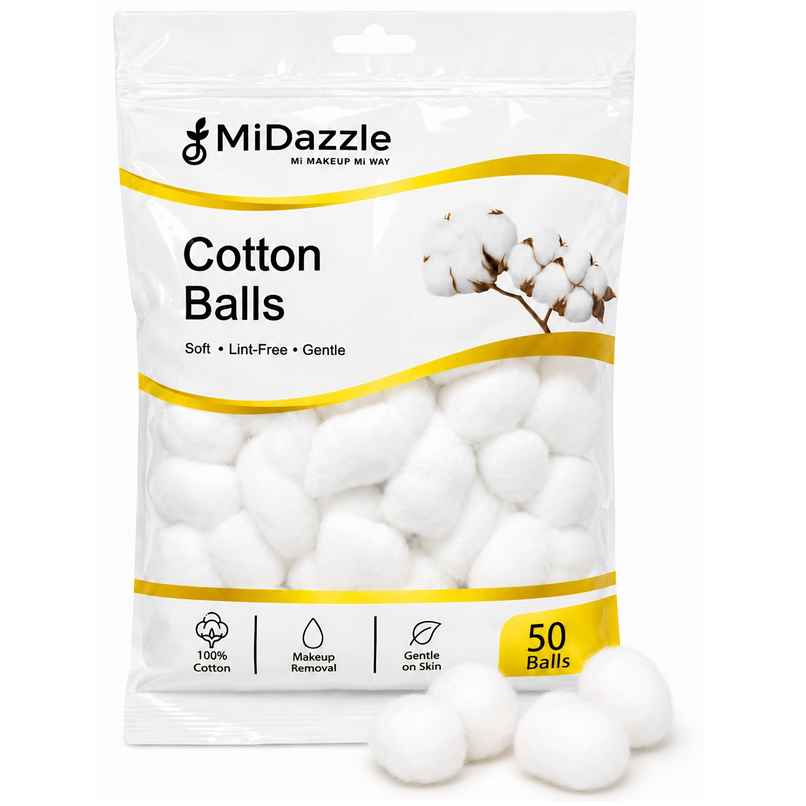 Midazzle Cotton Balls for Eye, Face Makeup and Nail Paint Remover | Pack of 50 | MICB3601