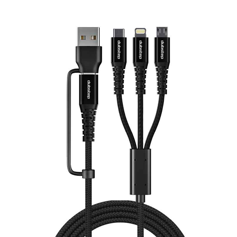 Dubstep Blaze Hexa 30W 6 in 1 USB Cable 1.2m with Changeable USB Head to USB-A to Type-C To Type-C + MicroUSB + Type-L Fast Charging Cable (Compatible with Mobile, Tablet, Laptop, Black, One Cable) - Black Dubstep Blaze Hexa 30W 6 in 1 USB Cable 1.2m with Changeable USB Head to USB-A to Type-C To Type-C + MicroUSB + Type-L Fast Charging Cable (Compatible with Mobile, Tablet, Laptop, Black, One Cable) - Black