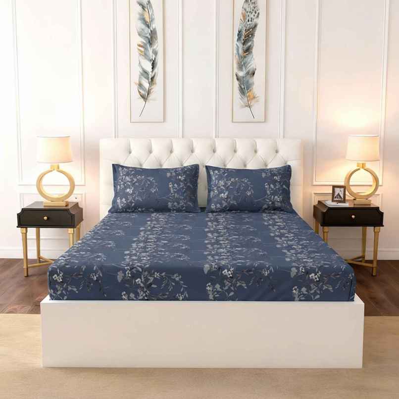 Raymond Home 120 GSM Hazel Floral Double Bedsheet with 2 Pillow Covers Raymond Home 120 GSM Hazel Floral Double Bedsheet with 2 Pillow Covers