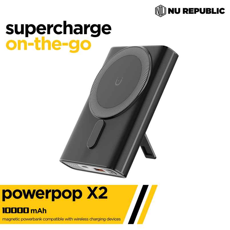 Nu Republic Magsafe 10000 mAh fast charging 22.5W Powerpop X2 Power Bank Black Nu Republic Magsafe 10000 mAh fast charging 22.5W Powerpop X2 Power Bank Black