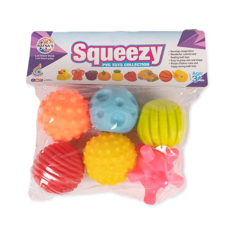 Ratna's Squeezy Colourful Ball 6 Pcs Ratna's Squeezy Colourful Ball 6 Pcs