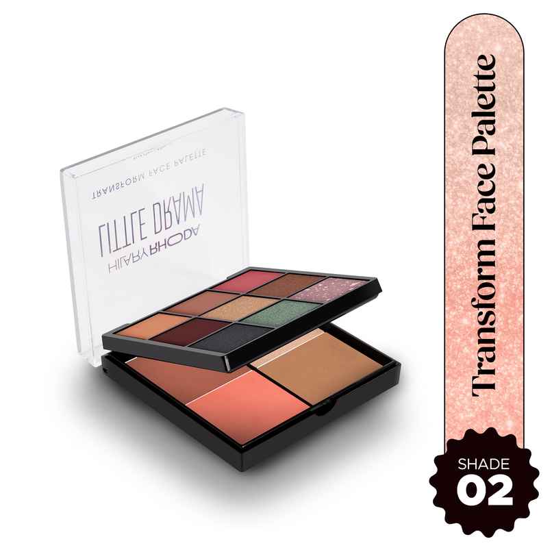 Hilary Rhoda Transform Face Palette | 9 Eyeshadows | 2 Blushes | Little Drama - Shade 02