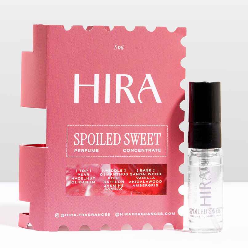 HIRA Spoiled Sweet Eau De Perfume Mini for Women with Pear, Hazelnut & Vanilla Notes HIRA Spoiled Sweet Eau De Perfume Mini for Women with Pear, Hazelnut & Vanilla Notes