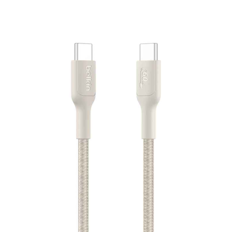 Belkin USB-C to USB-C Braided Cable 1m, Fast Charge, Apple Certified | White