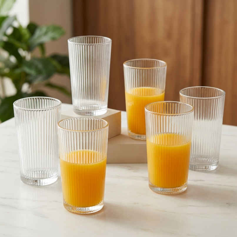 GLASSENCE Elite Ribbed Water & Juice Glass Set GLASSENCE Elite Ribbed Water & Juice Glass Set