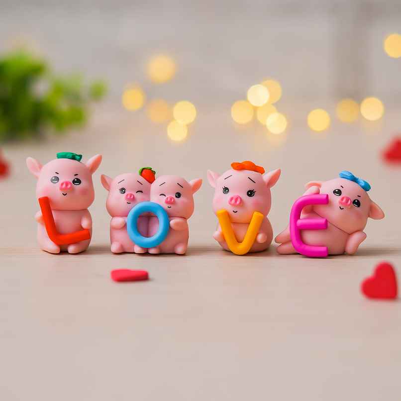 Pig with LOVE Letters Miniature Showpiece Set | EcraftIndia Pig with LOVE Letters Miniature Showpiece Set | EcraftIndia