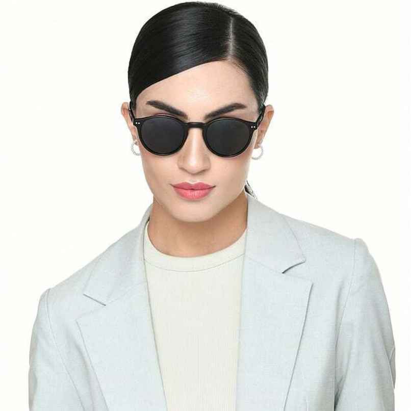 John Jacobs By Lenskart Unisex Solid Polycarbonate Round Sunglasses | Black - M