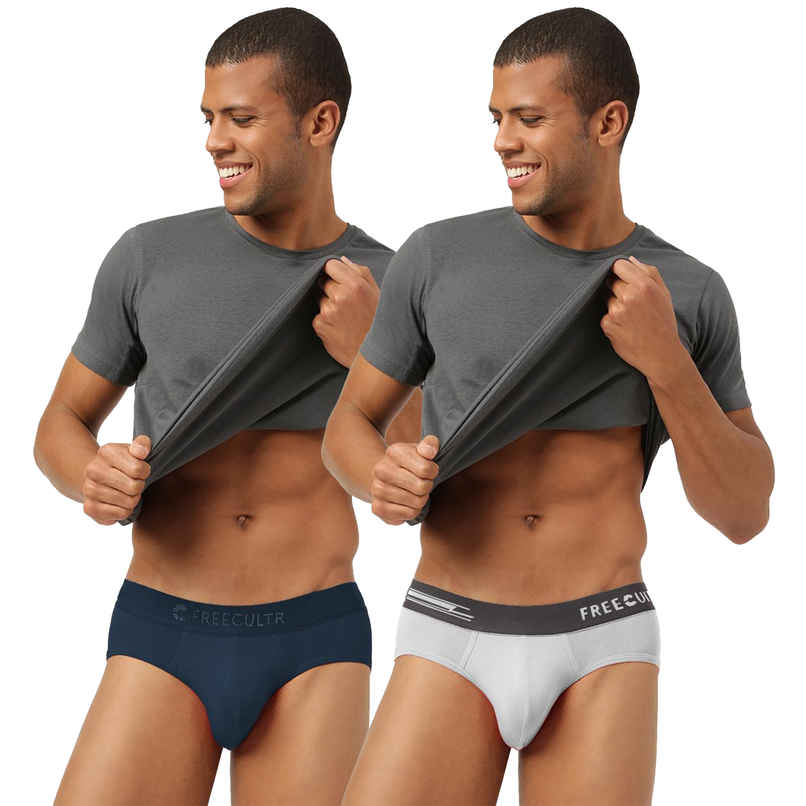 Freecultr Men's Micro Modal Briefs | Cloud White & Space Blue - 2XL