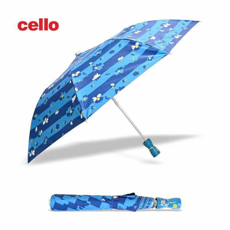 Cello Megha 21 Inch 2 Fold Mix Print Umbrella | Silver Navy Blue Cello Megha 21 Inch 2 Fold Mix Print Umbrella | Silver Navy Blue