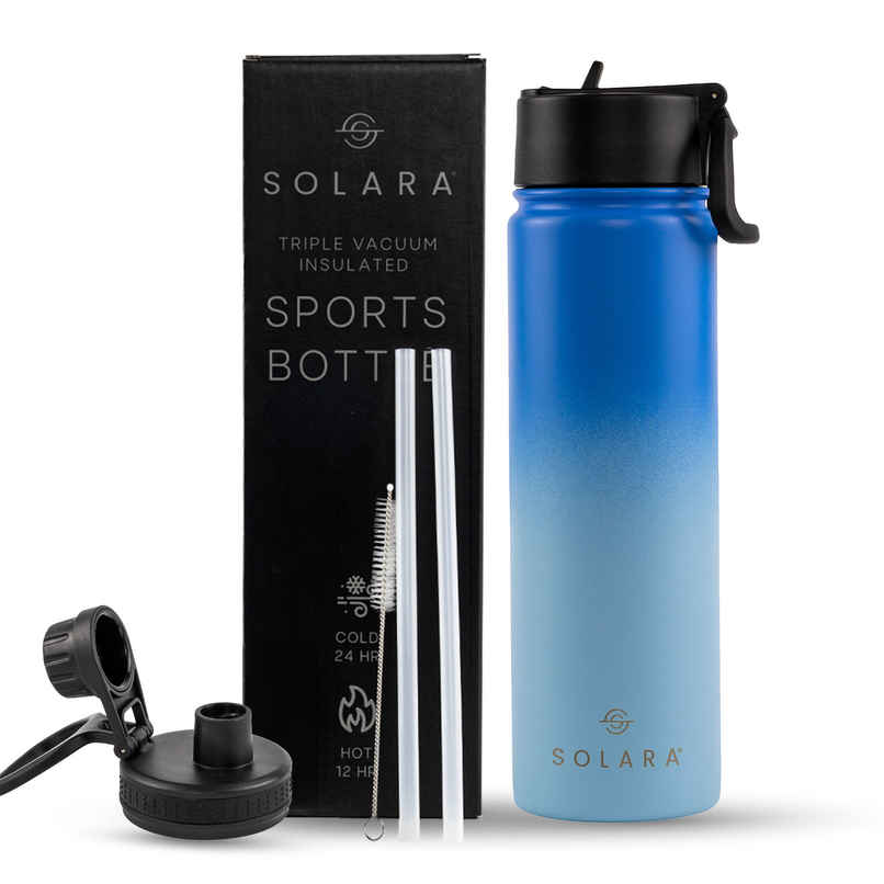 SOLARA Insulated Water Bottle for Travel, Office, School, Gym, Sipper Bottle | Blue Wave