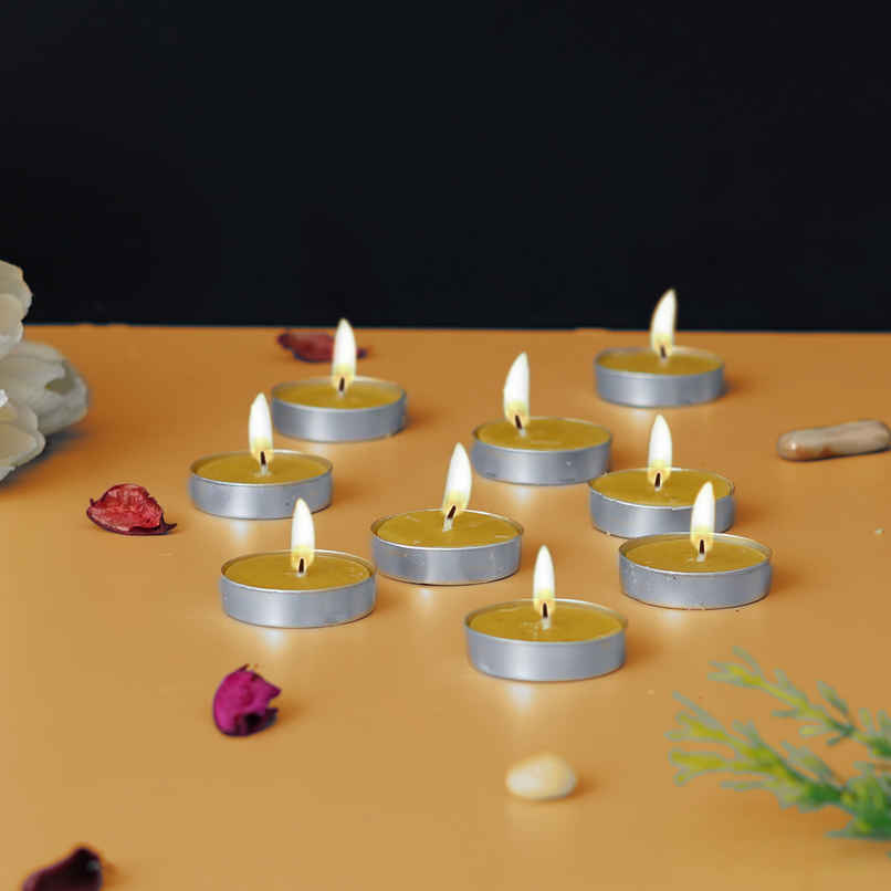 Scented Tea Light Candles | Lemon | Set Of 10 | eCraftIndia