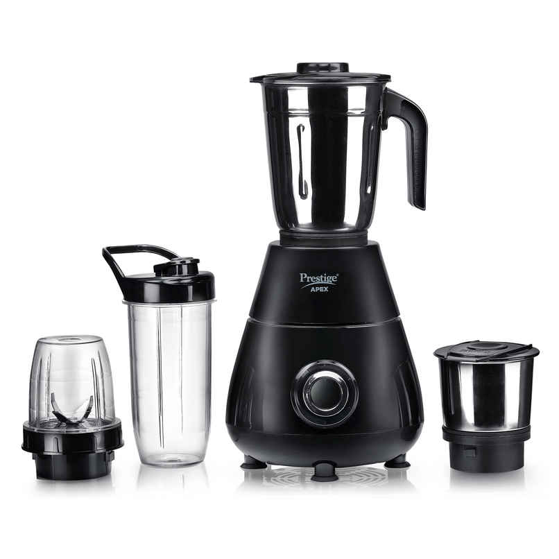 Prestige Apex Blendo 500 Watt Mixer Grinder with 4 Jars | 2 Jars+2 Nutri Blend | Black