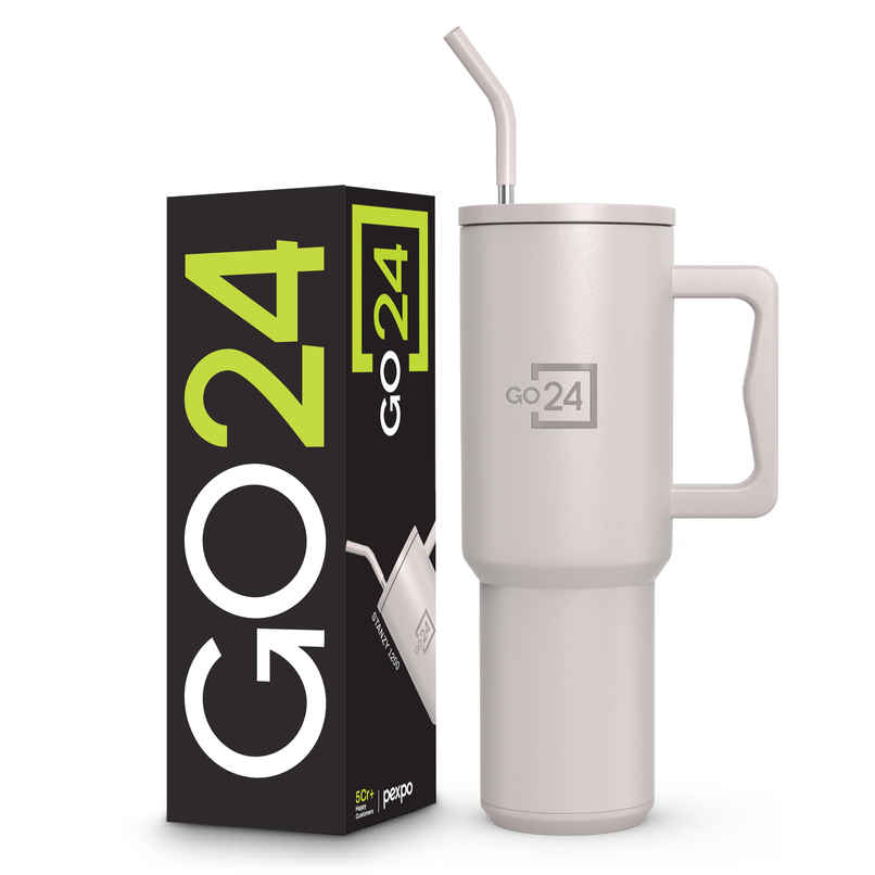 Go24 Stanzy Tumbler with Straw | 3-Layer Insulation | Leakproof | Dual Straw