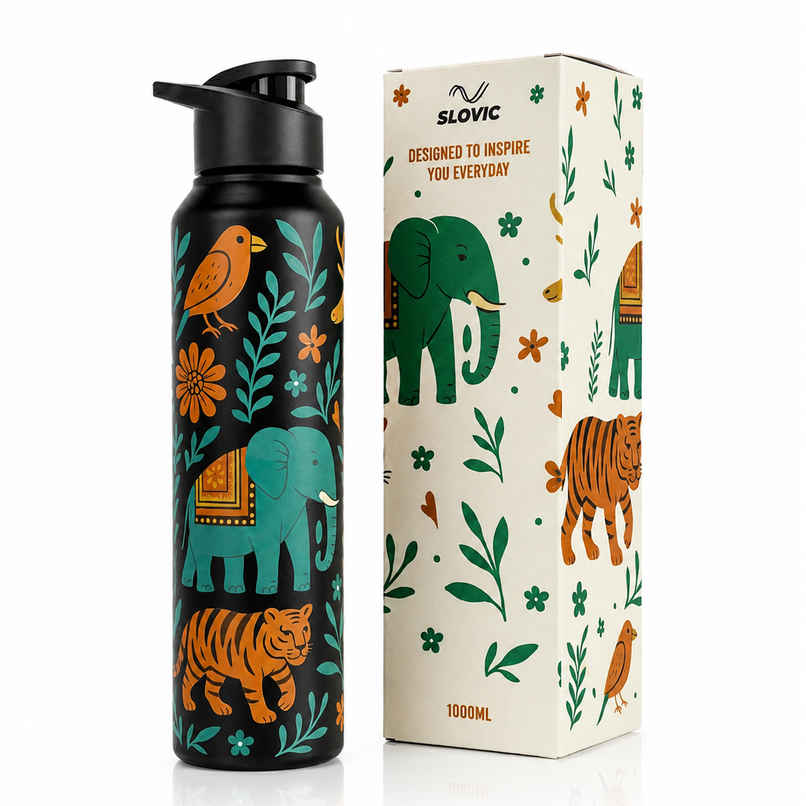 Slovic 1 L Incredible India Stainless Steel Sipper Water Bottle | 100% BPA Free | Ideal for Daily Use