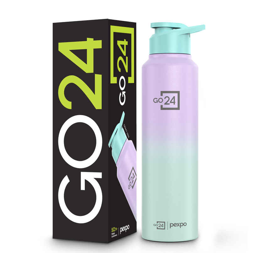 Go24 | Pexpo Craft Pro Stainless Steel Sports | Fridge Water Bottle with Sipper Cap | Purple & Green Ombre Go24 | Pexpo Craft Pro Stainless Steel Sports | Fridge Water Bottle with Sipper Cap | Purple & Green Ombre