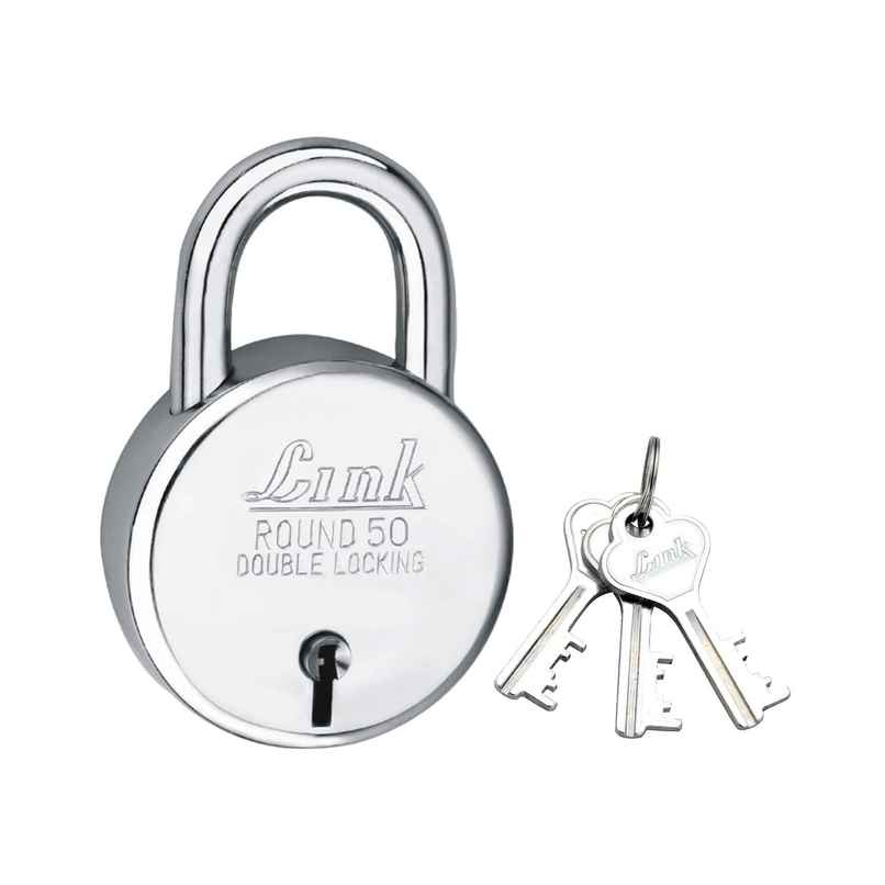 Link New Round Stainless steel 50 mm Padlock with 3 keys Link New Round Stainless steel 50 mm Padlock with 3 keys