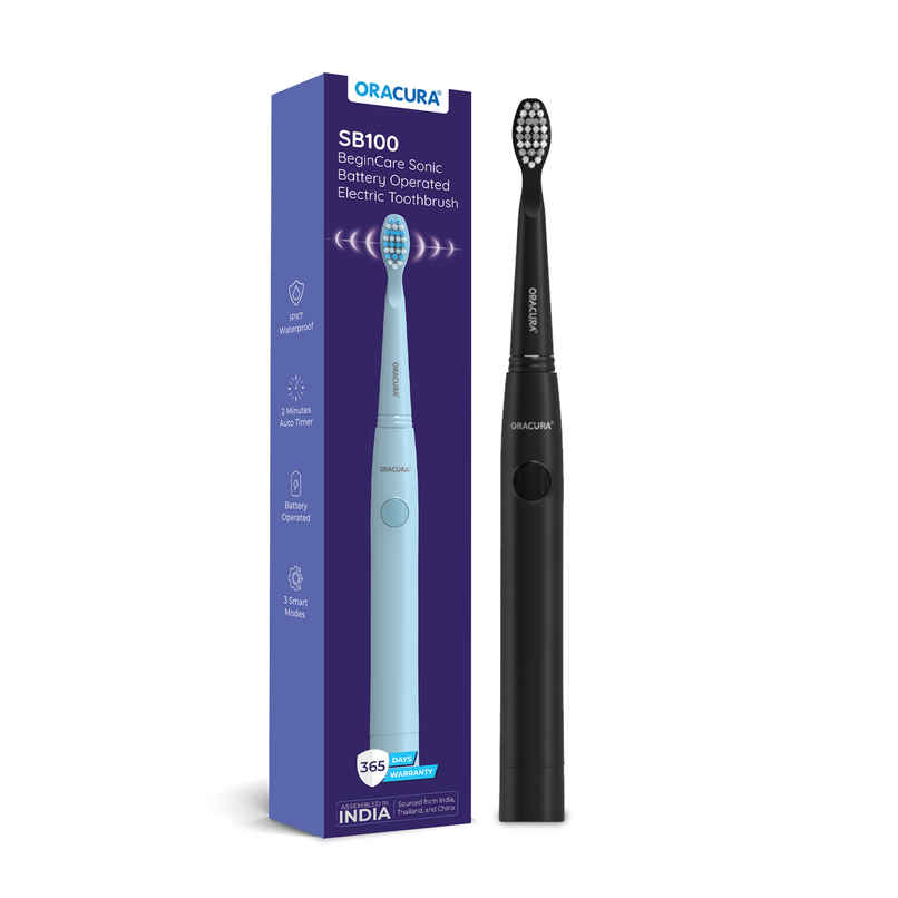 Oracura SB100BK Sonic Lite Battery Operated Electric Toothbrush | Black Oracura SB100BK Sonic Lite Battery Operated Electric Toothbrush | Black
