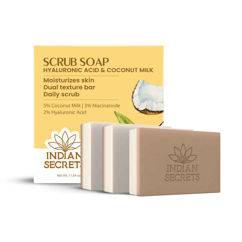 Indian Secrets Scrub Soap | Hyaluronic Acid & Coconut Milk Indian Secrets Scrub Soap | Hyaluronic Acid & Coconut Milk
