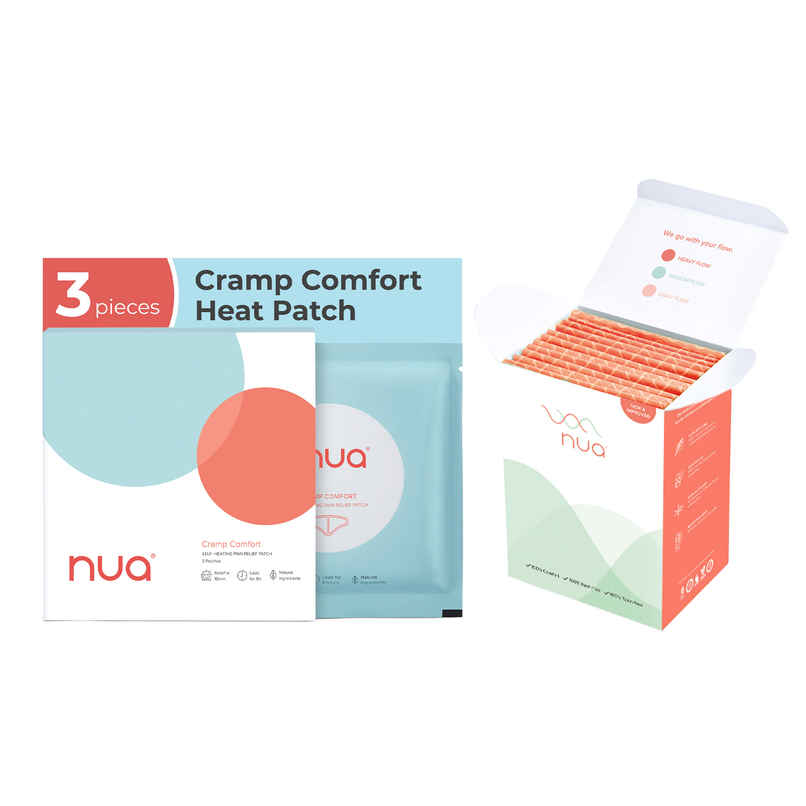 Nua Multi-Size Sanitary Pads With Disposal Cover | 3Xl+, 5Xl, 4L (12pc) & Nua Cramp Comfort Heat Patches For Period Pain (3pc) Combo Nua Multi-Size Sanitary Pads With Disposal Cover | 3Xl+, 5Xl, 4L (12pc) & Nua Cramp Comfort Heat Patches For Period Pain (3pc) Combo