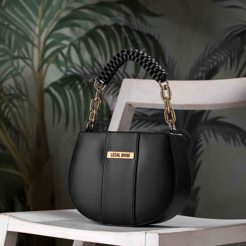 Legal Bribe Women's Knitted Handle Sling Bag | LB1968 | Black