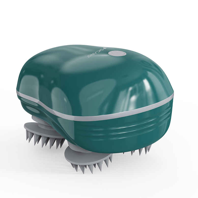 Sicaro RP202 Relax Pro Rechargeable Scalp and Body Massager | 360 Degree Deep Massage Bristles | Green