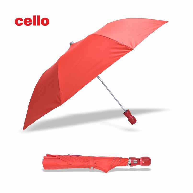 Cello Varsha 21 Inch 2 Fold Mix Mono Silver Umbrella | Orange Cello Varsha 21 Inch 2 Fold Mix Mono Silver Umbrella | Orange