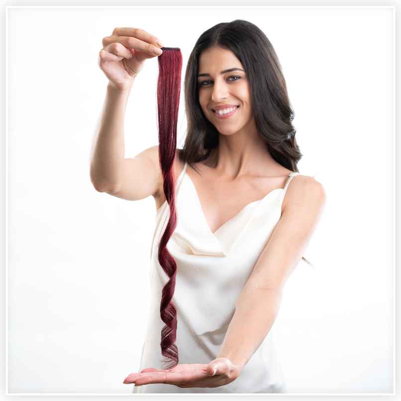 Hair Originals One Clip Extension Hair Streaks Punchy Plum 16 Inches