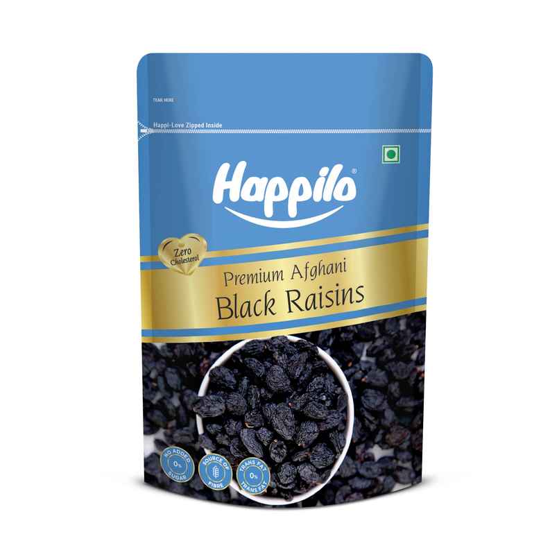 Happilo Premium Afghani Black Raisin | With Seed | Kali Kismish | Dry Fruits