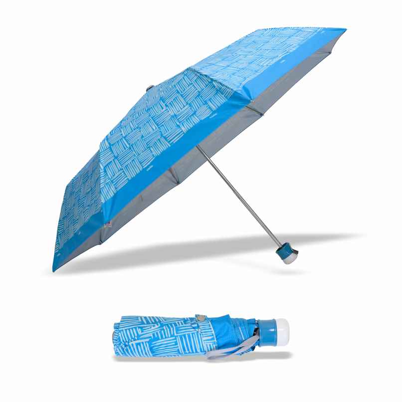 Cello Drizzle 21.5 Inch 3 fold Mix Print Umbrella | Silver Blue Cello Drizzle 21.5 Inch 3 fold Mix Print Umbrella | Silver Blue