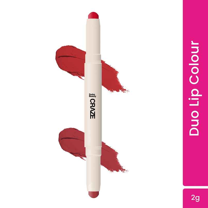 Swiss Beauty Craze Duo 2 in 1 Satin Matte Finish Lipstick Non | transfer Lip Colour | 01 Party Ready