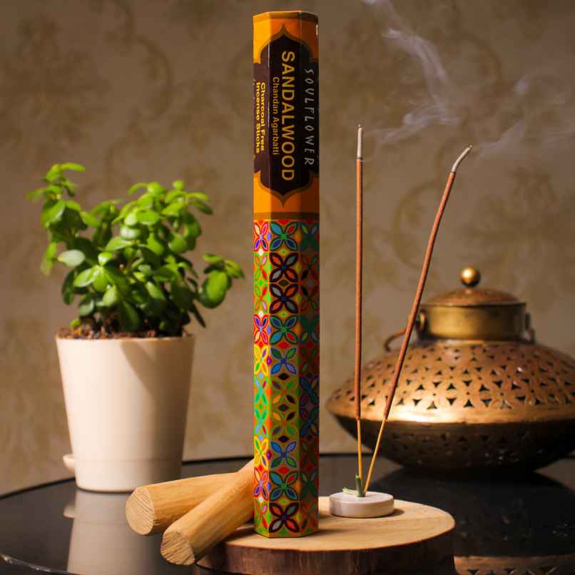 Soulflower Sandalwood Natural Premium Long Lasting Agarbatti | 20 Sticks