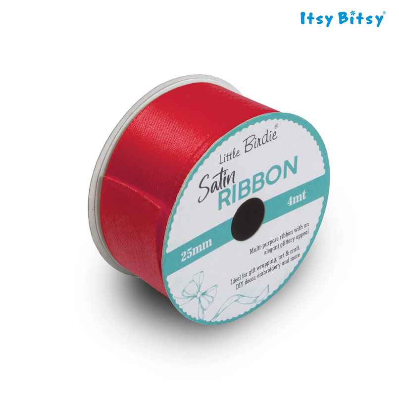 Itsy Bitsy Satin Ribbon | 25 mm | Red | 4 m | 1 Roll | LB Itsy Bitsy Satin Ribbon | 25 mm | Red | 4 m | 1 Roll | LB