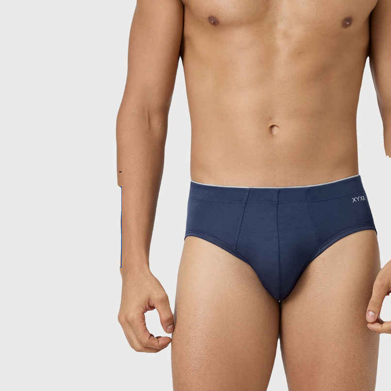 XYXX Men's Uno Modal Briefs pack of 2, Black & Dress Blue| XXL
