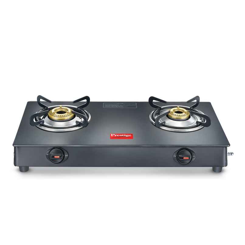 Prestige Magic Plus GTMP-02 LP Gas Stove,2 Brass Burners,Toughened Black-Glass Top,2yrs Warranty