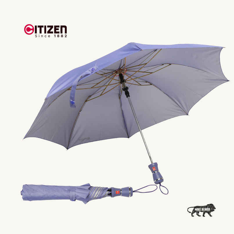 Citizen 2 Fold 21 Inch Purple Mono Silver Umbrella