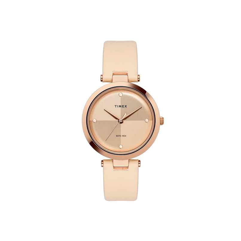 TIMEX Women's Rose Gold Round Dial Analog Watch - TWEL11817 TIMEX Women's Rose Gold Round Dial Analog Watch - TWEL11817