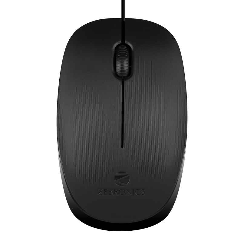 Zebronics Power Wired USB Mouse, 3-Button, 1200 DPI Optical Sensor, Plug & Play, for Windows/Mac - Black