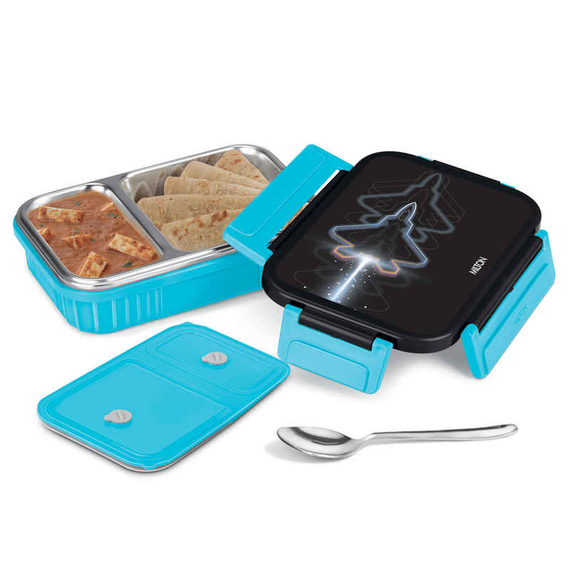 Milton Meal Safe Steel Kids Tiffin Box | 465 ml | Light Blue | PU Insulated Milton Meal Safe Steel Kids Tiffin Box | 465 ml | Light Blue | PU Insulated
