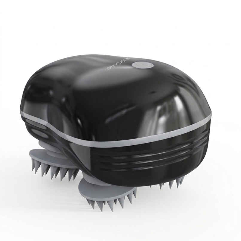 Sicaro RP202 Relax Pro Rechargeable Scalp and Body Massager | 360 Degree Deep Massage Bristles | Black