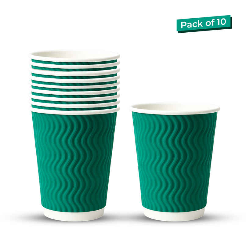 Paper Cup | Sea Green | Rippled | 360 ml | Careswipe